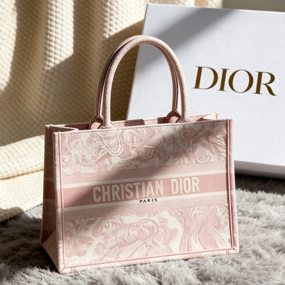 Large Dior Book Tote Bag Pink